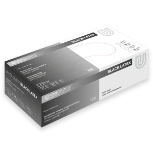 UNIGLOVES® BLACK LATEX Latexhandschuh schwarz 100St./Box