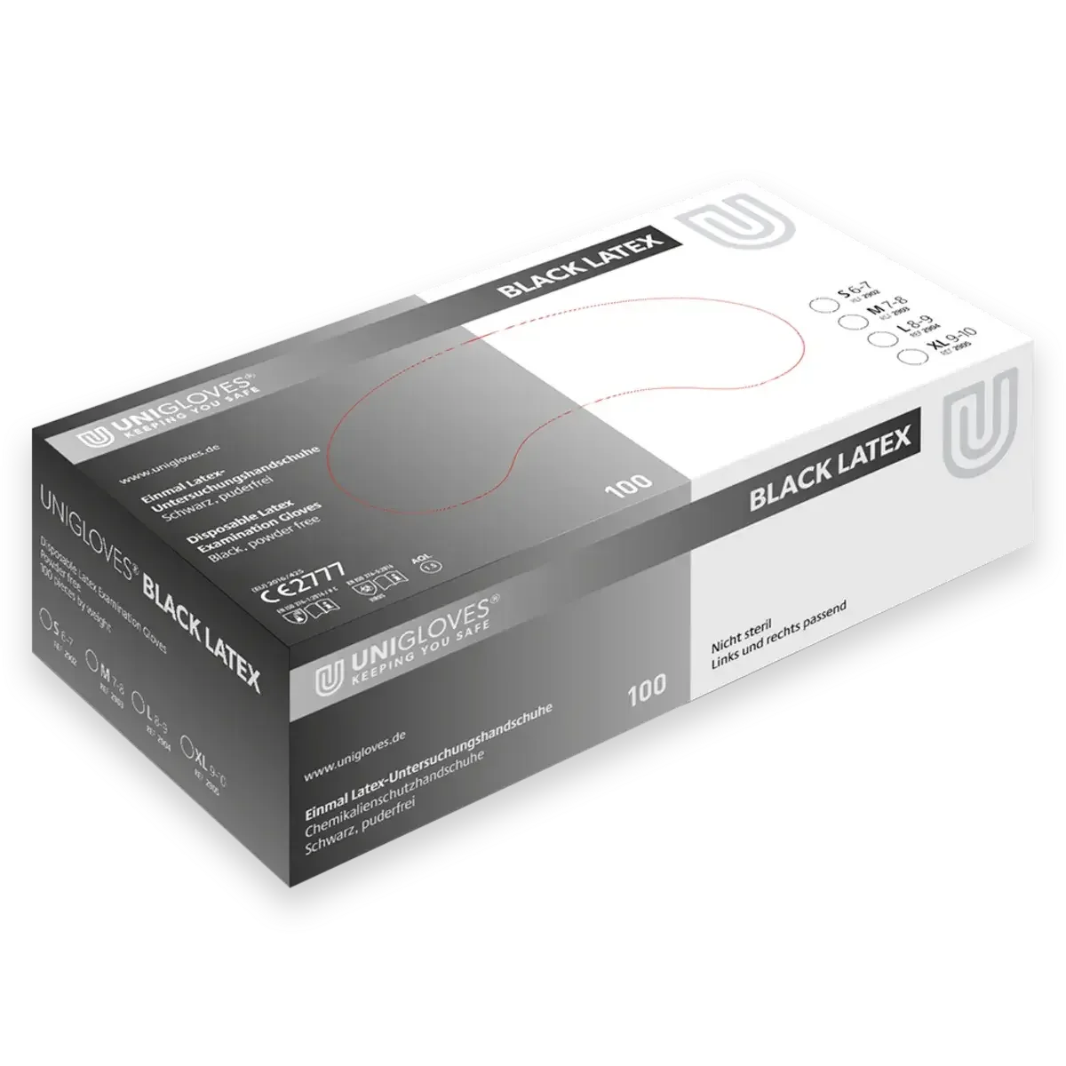 UNIGLOVES® BLACK LATEX Latexhandschuh schwarz 100St./Box – Bild 2