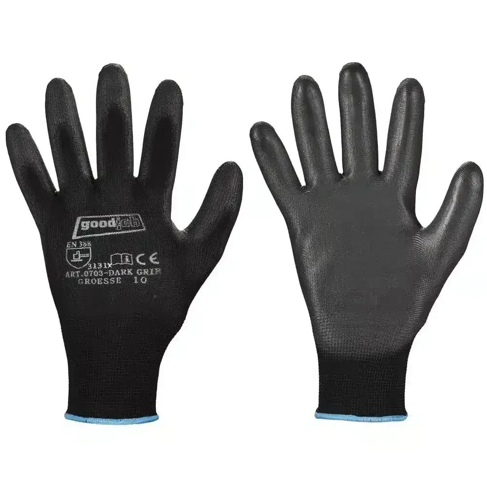 12 Paar Dark Grip Handschuhe | Goodjob PU-Arbeitshandschuhe – Bild 2