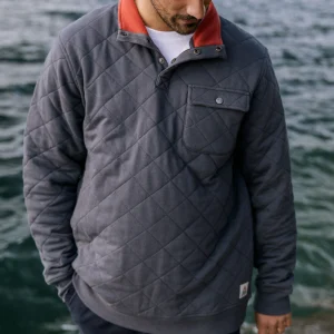 Bark Gesteppter Druckknopf Sweatshirt - Holzkohle