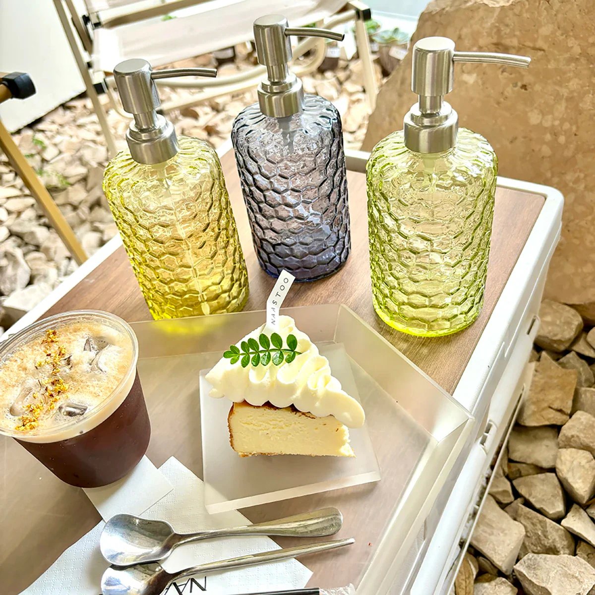 Transparenter Flüssigseifenspender – Verdickte Glasflasche mit Edelstahlpumpe, 500ml Badezimmer-Seifenspender – Bild 3