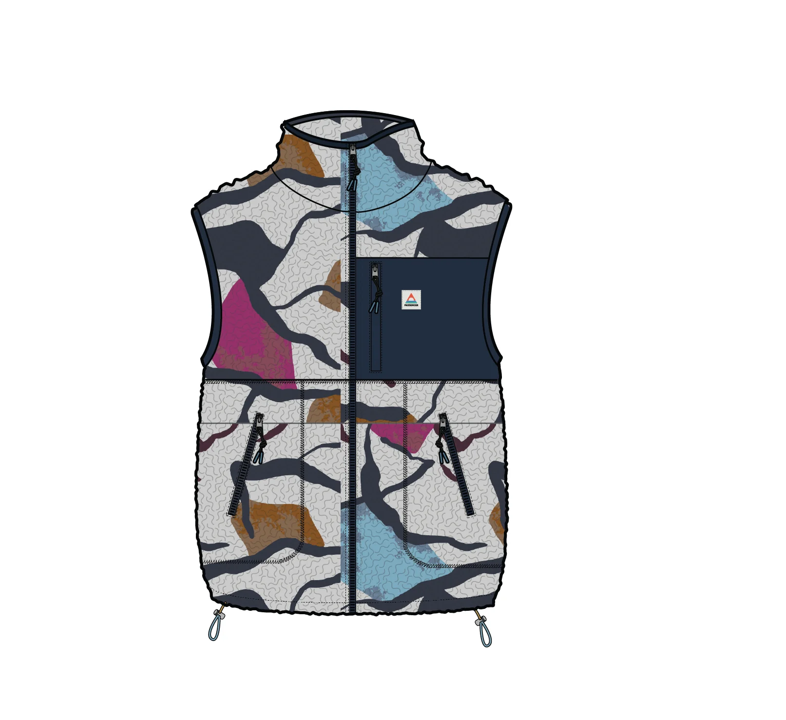 Fairbanks Sherpa Weste mit Reißverschluss - Abstract Trails Off White – Bild 9