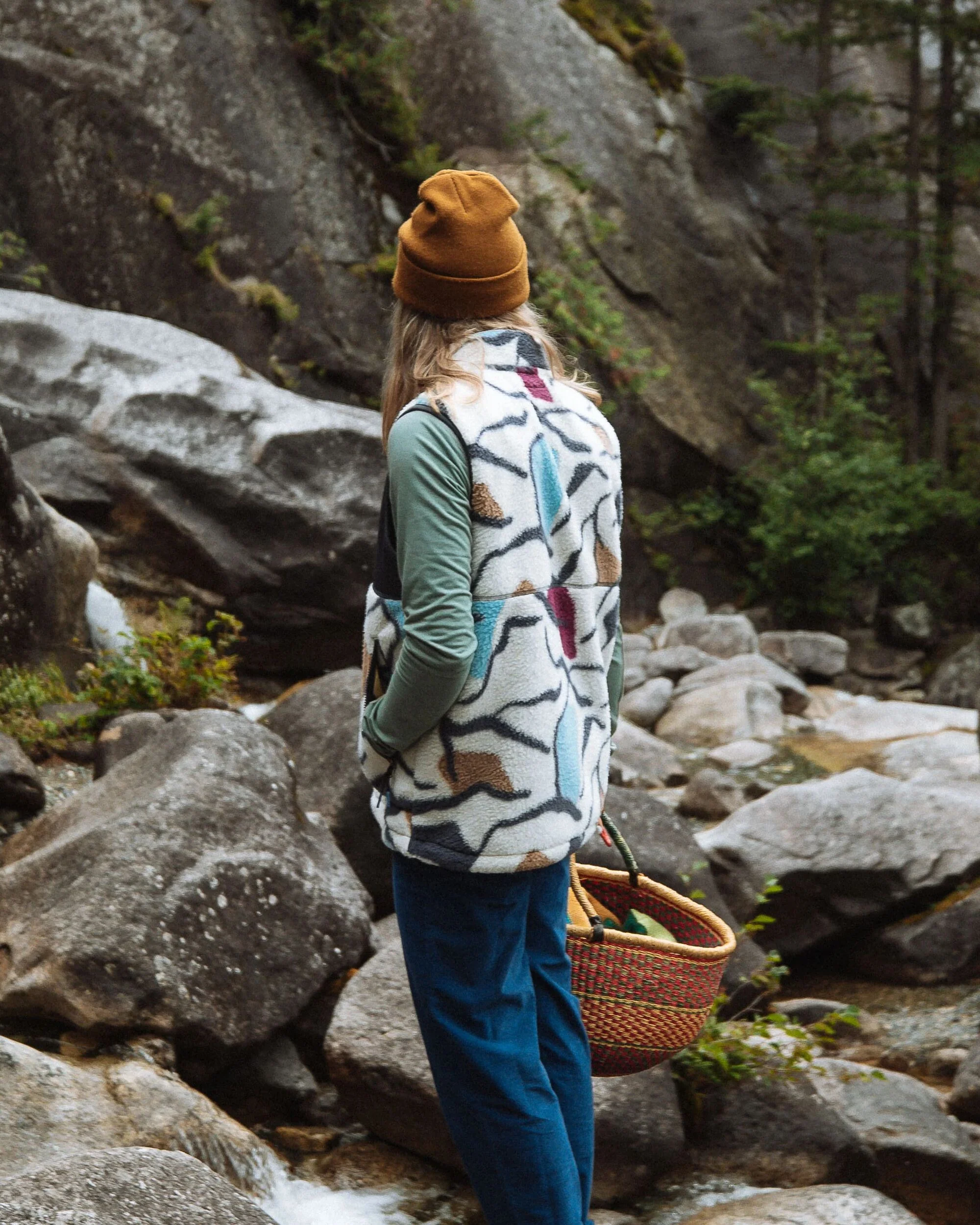 Fairbanks Sherpa Weste mit Reißverschluss - Abstract Trails Off White – Bild 4