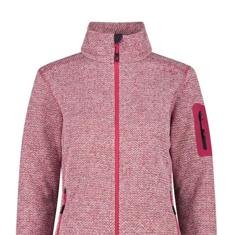 CMP Damen knitted melange Fleecejacke 3H14746 fucsia-bianco – Bild 4