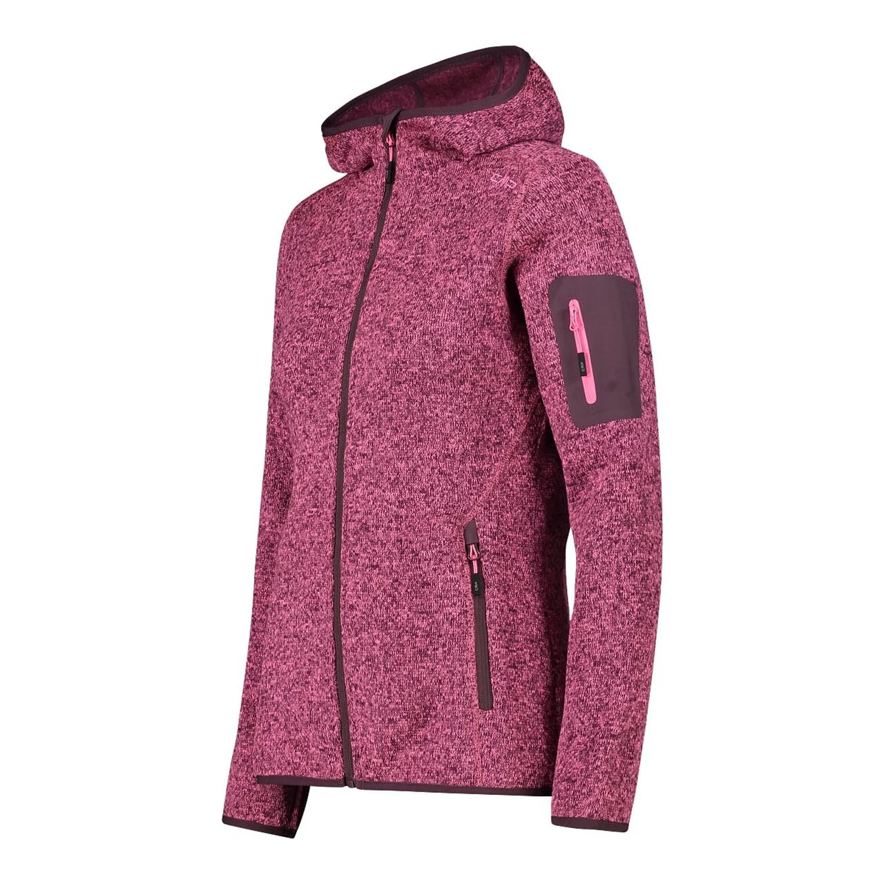 CMP Damen knitted melange Zip Hoodie Jacke 3H19826 pink fluo-plum – Bild 3