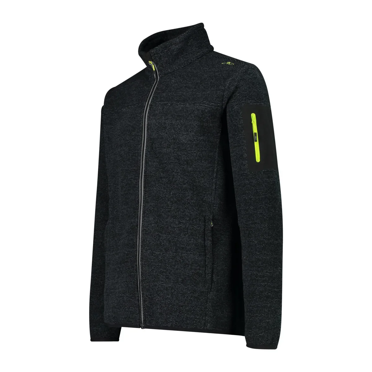 CMP Herren Knitted Jacquard Jacke Fleecejacke 38H2237 nero-acido Herrenjacke – Bild 3