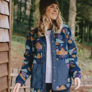 Clover Sherpa-Fleece - Tiefblaues Tarnmuster