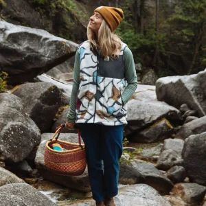 Fairbanks Sherpa Weste mit Reißverschluss - Abstract Trails Off White