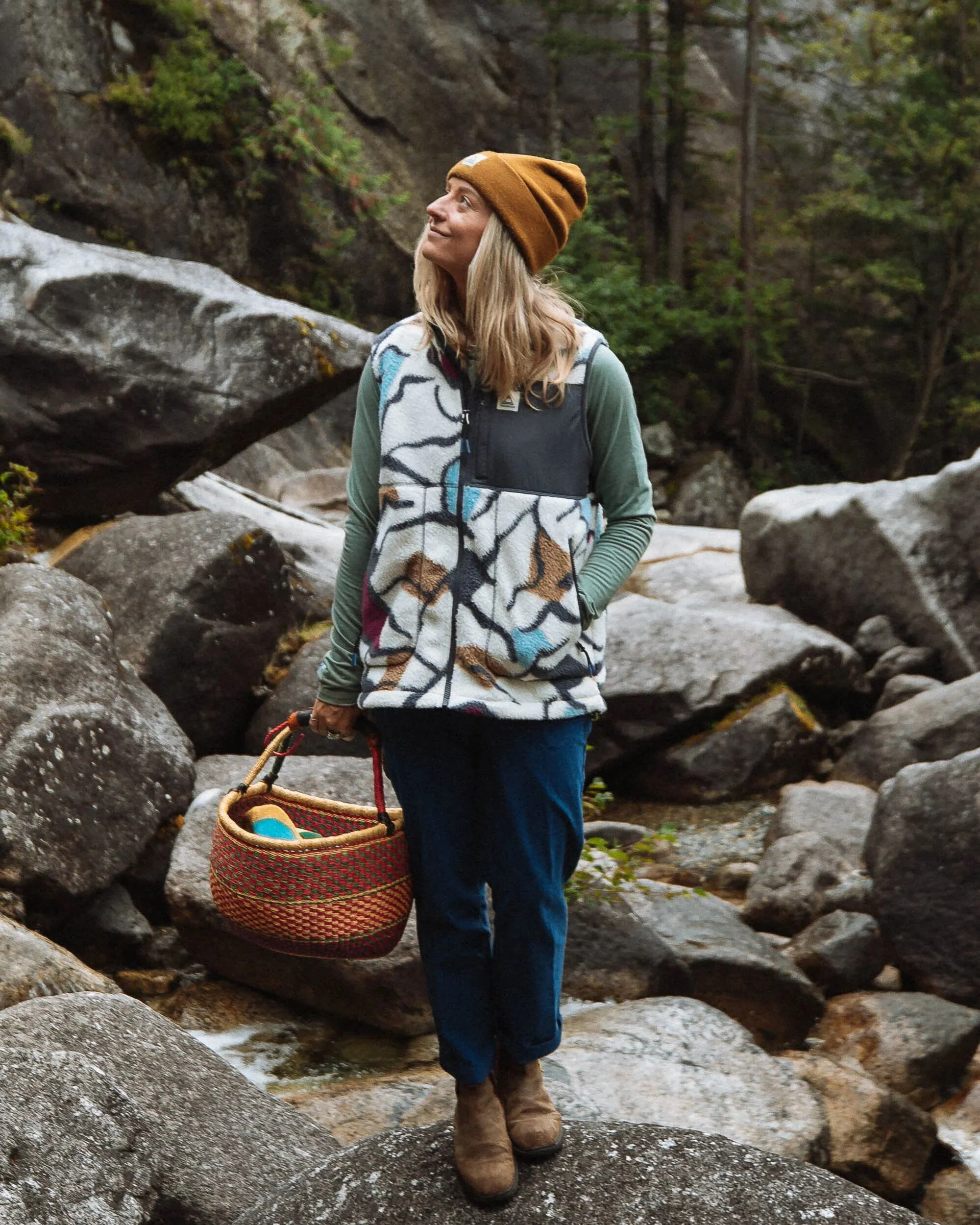 Fairbanks Sherpa Weste mit Reißverschluss - Abstract Trails Off White