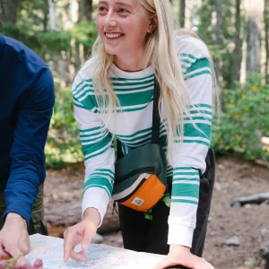 Graceful strukturiertes Langarm-Top - Greenlake Streifen