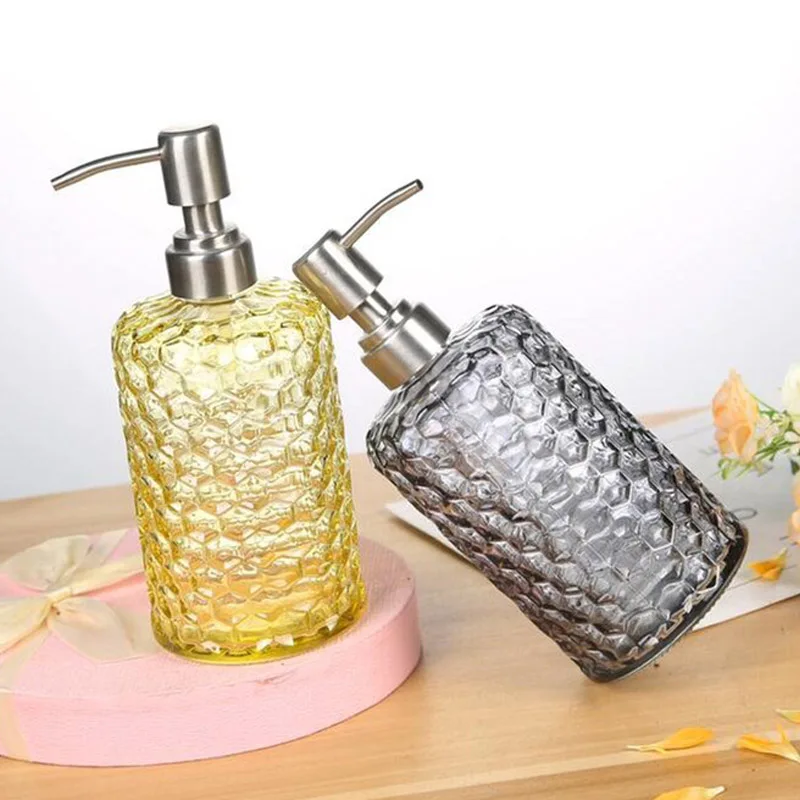 Transparenter Flüssigseifenspender – Verdickte Glasflasche mit Edelstahlpumpe, 500ml Badezimmer-Seifenspender – Bild 4