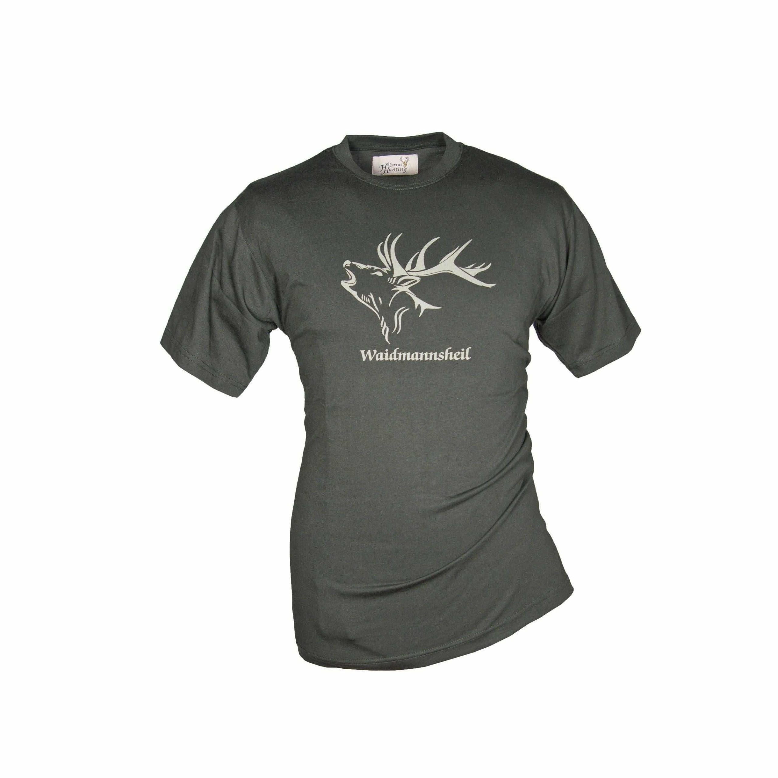 HUBERTUS Hunting Herren T-Shirt WAIDMANNSHEIL oliv Printshirt Jagd Shirt – Bild 2