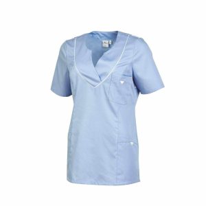 LEIBER Damen Schlupfjacke 1/2 Arm 08/2788 Kasack Schlupfkasack Fb. hellblau/weiß