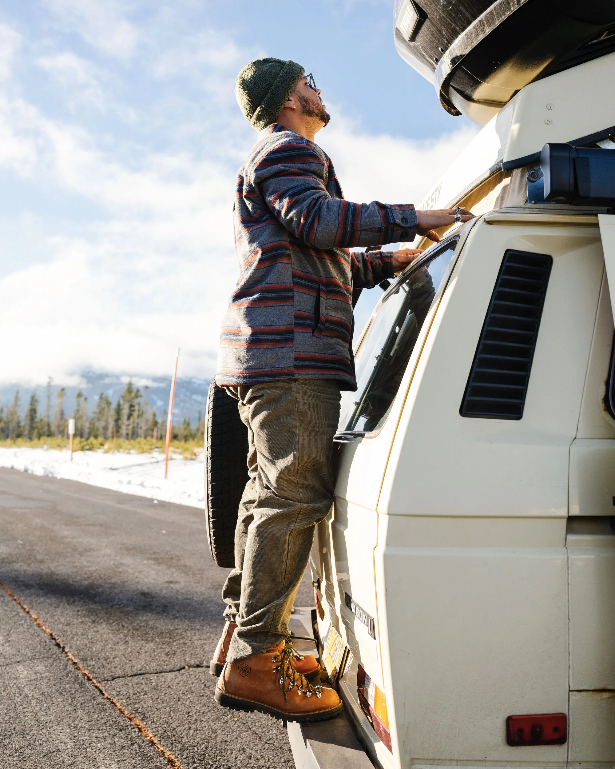 Freestyle Sherpa-gefüttertes Overshirt - Graumeliert Gestreift – Bild 4