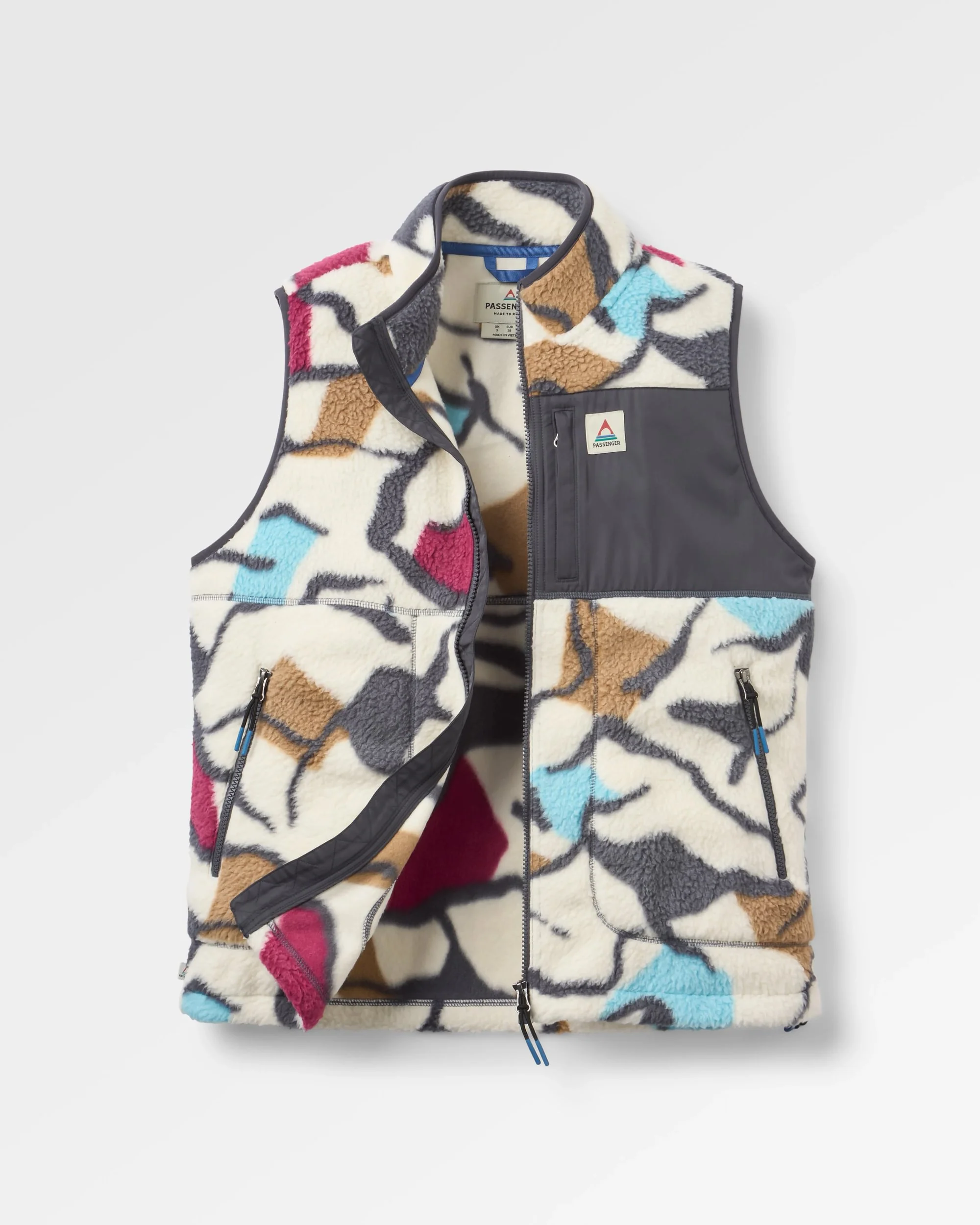 Fairbanks Sherpa Weste mit Reißverschluss - Abstract Trails Off White – Bild 3