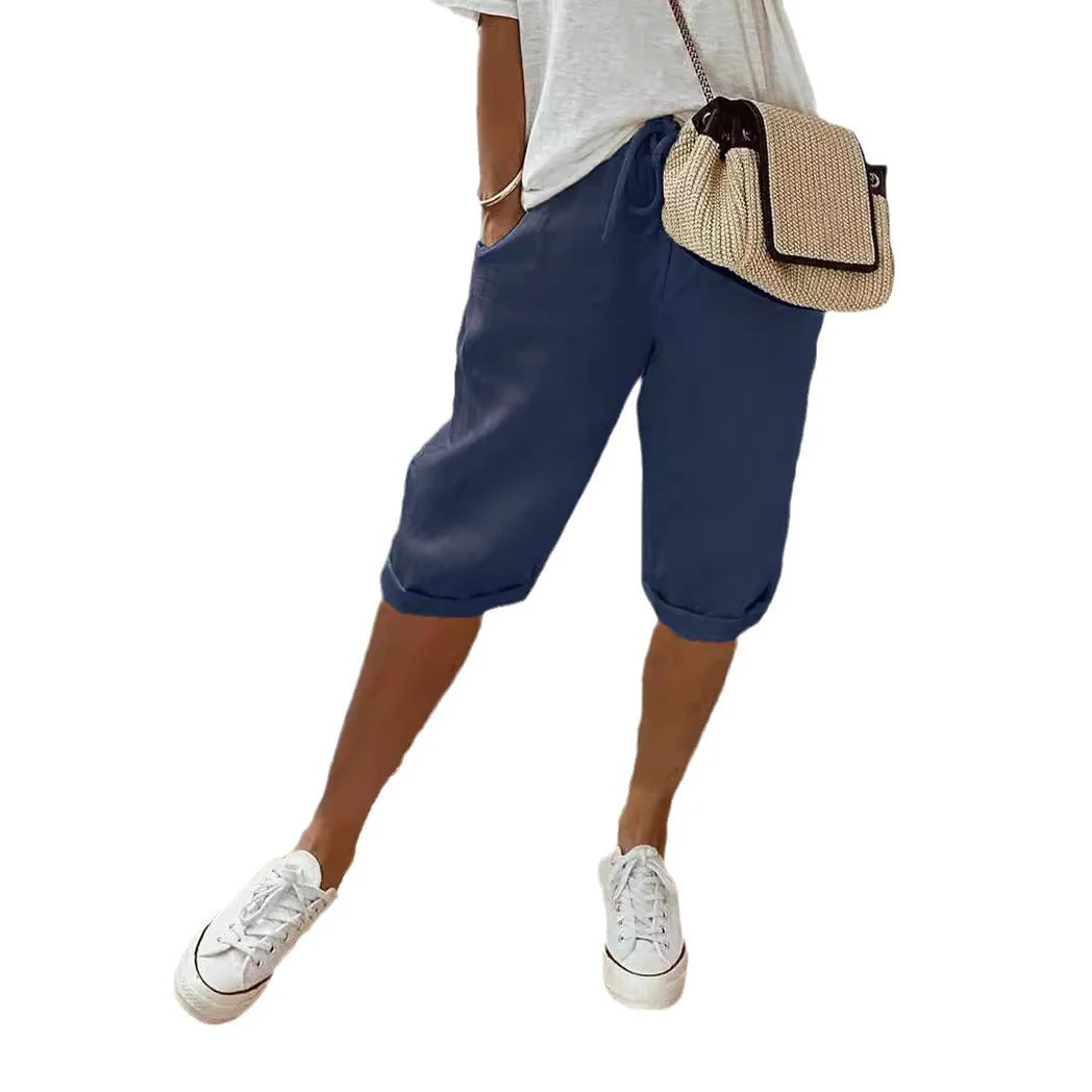 Damen Leinen Shorts mit Gummizugbund – Bild 6