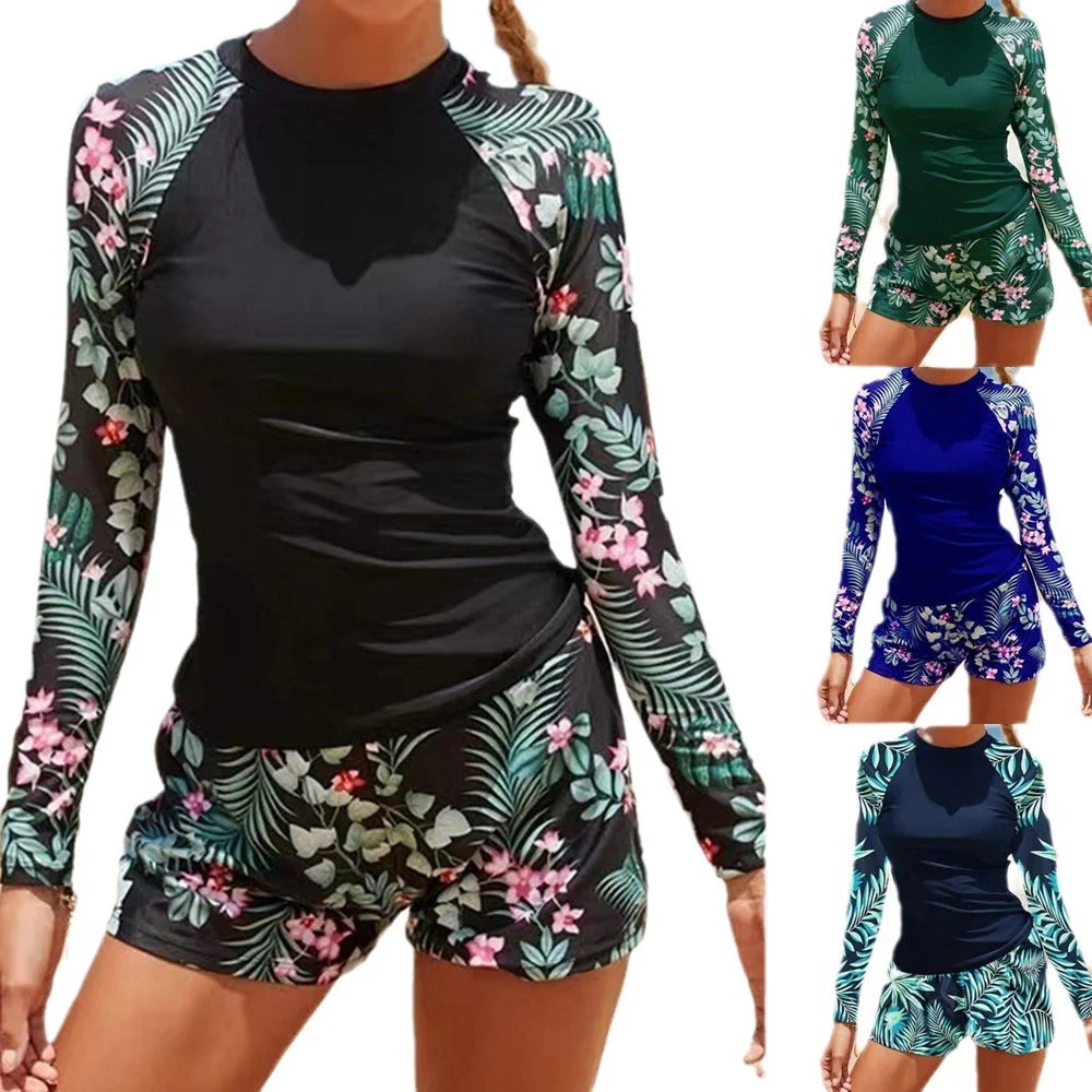 Damen UV-Badeanzug mit langen Ärmeln und Shorts – Bild 6