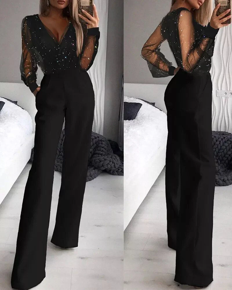 Damen Jumpsuit Schwarz - Elegantes Einfarbiges Outfit – Bild 3