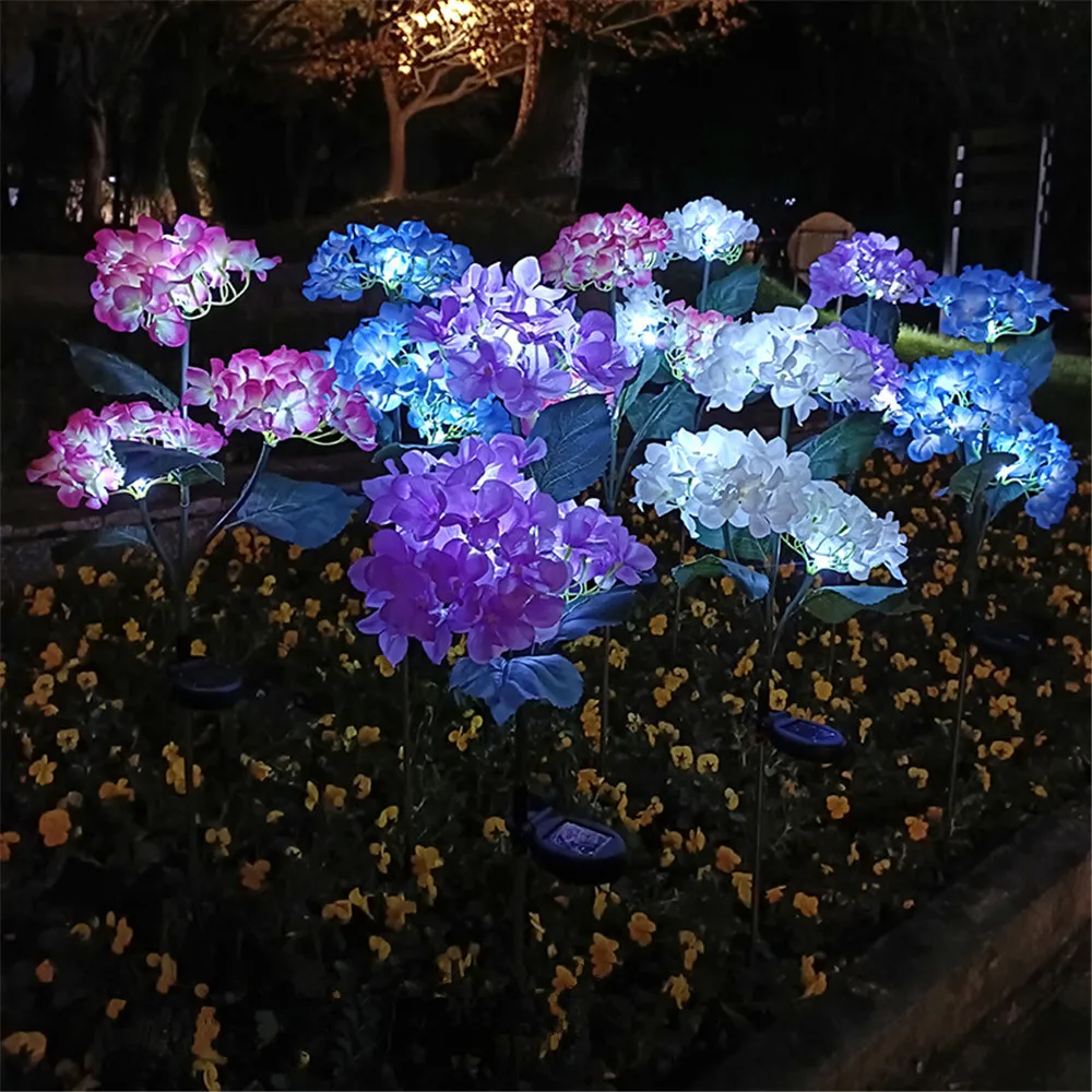 Solar Hydrangea Gartenlichter – LED Blumenleuchten mit Erdspieß für Außenbereiche & Frühlingsdeko – Bild 6