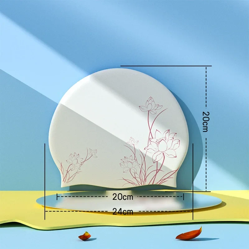 Silikon Schwimmkappe für Damen – Wasserdichte Badehaube mit Lotusmuster | Weiche & Elastische Schwimmhaube für Langes Haar mit Ohrenschutz – Bild 8