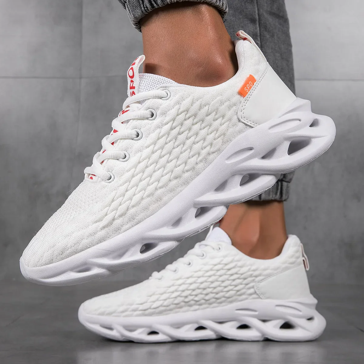 Sommer Herren Sneaker – Hochwertige Einfarbige Sportschuhe & Tennisschuhe | Atmungsaktive Schnürschuhe fürs Laufen, Training & Outdoor – Bild 2