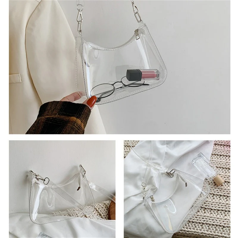 Transparente Jelly Umhängetasche – Kleine Zipper Tasche & Modische Handtasche für Damen – Bild 9
