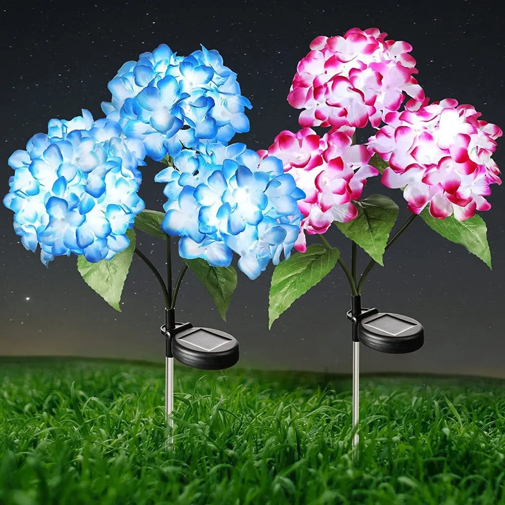 Solar Hydrangea Gartenlichter – LED Blumenleuchten mit Erdspieß für Außenbereiche & Frühlingsdeko – Bild 8