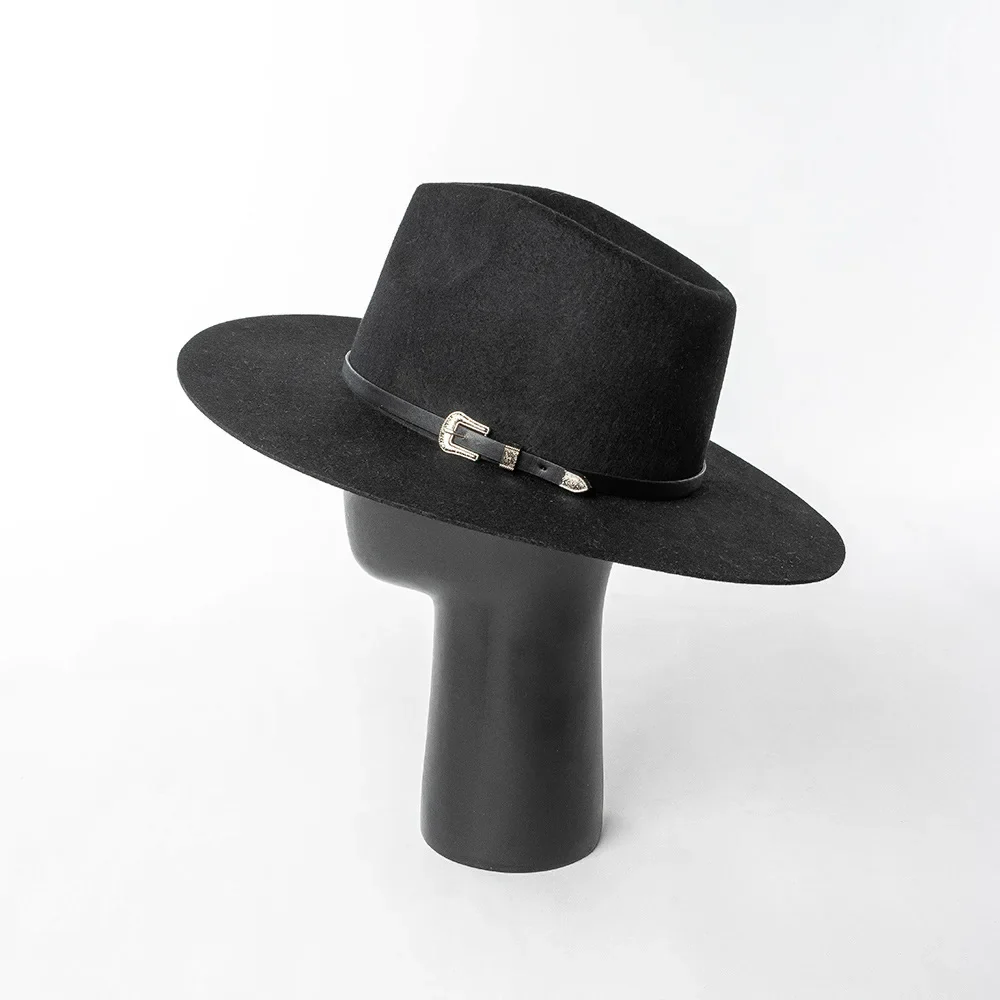 Herbst & Winter Unisex Woll-Fedora Hut – Vintage Jazzhut mit Krone & Schwarzem Lederband, Stylischer Hut mit Breiter Krempe – Bild 5