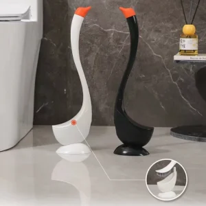Toilettenbürste in Schwanenform mit Halter – Gebogener Griff & Dichte Borsten zur Tiefenreinigung