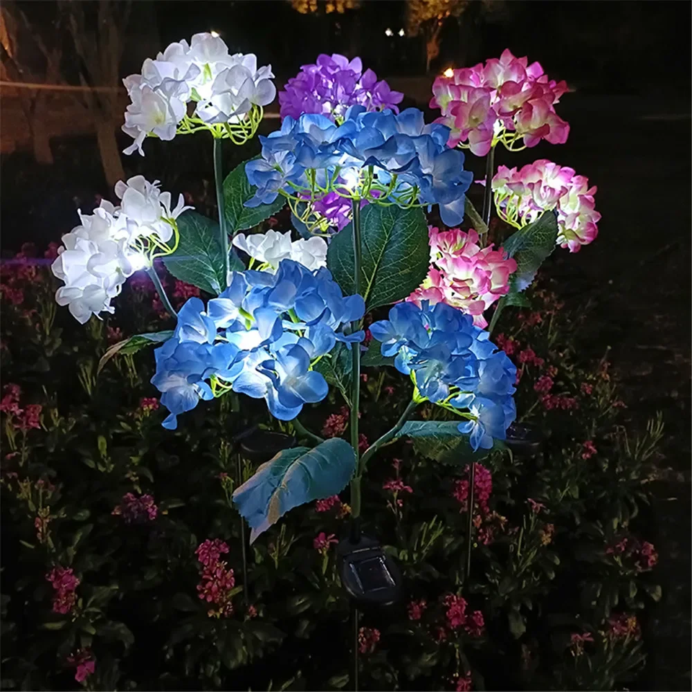 Solar Hydrangea Gartenlichter – LED Blumenleuchten mit Erdspieß für Außenbereiche & Frühlingsdeko – Bild 3