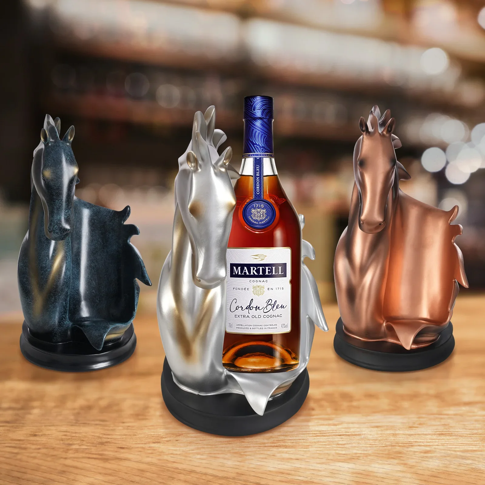Pferdeskulptur Weinflaschenhalter – Eleganter Flaschenständer | Multifunktionaler Weinregal & Wohn-Deko Halter – Bild 4
