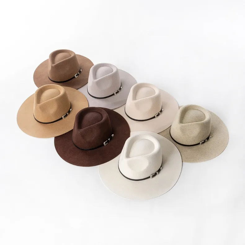 Herbst & Winter Unisex Woll-Fedora Hut – Vintage Jazzhut mit Krone & Schwarzem Lederband, Stylischer Hut mit Breiter Krempe – Bild 8