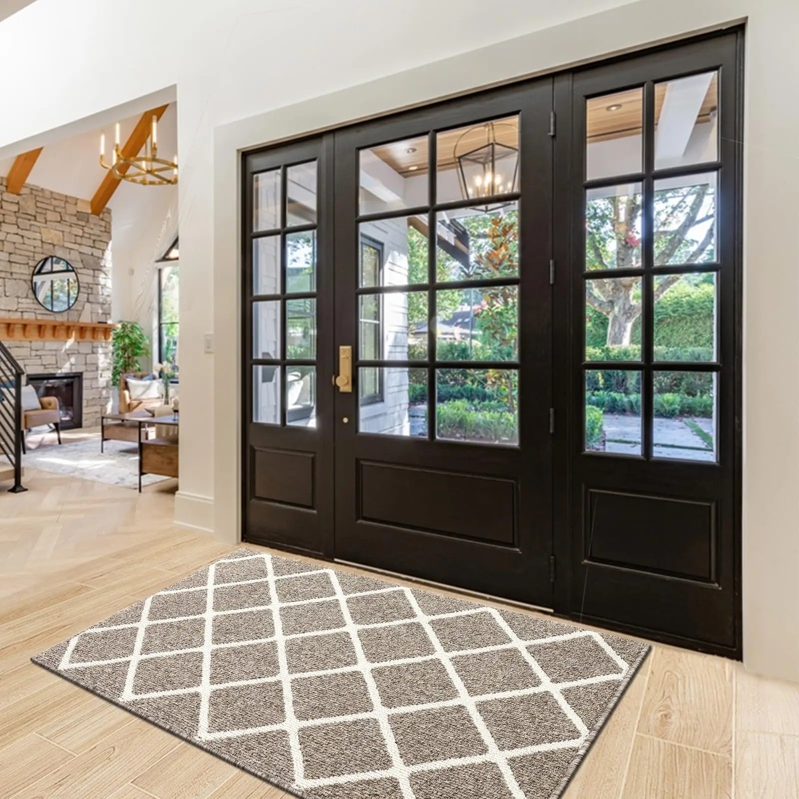 Karierte Eingangsmatte – Rutschfeste, Schmutzabweisende Fußmatte für Innenbereiche, Küche, Schlafzimmer & Flur – Bild 7