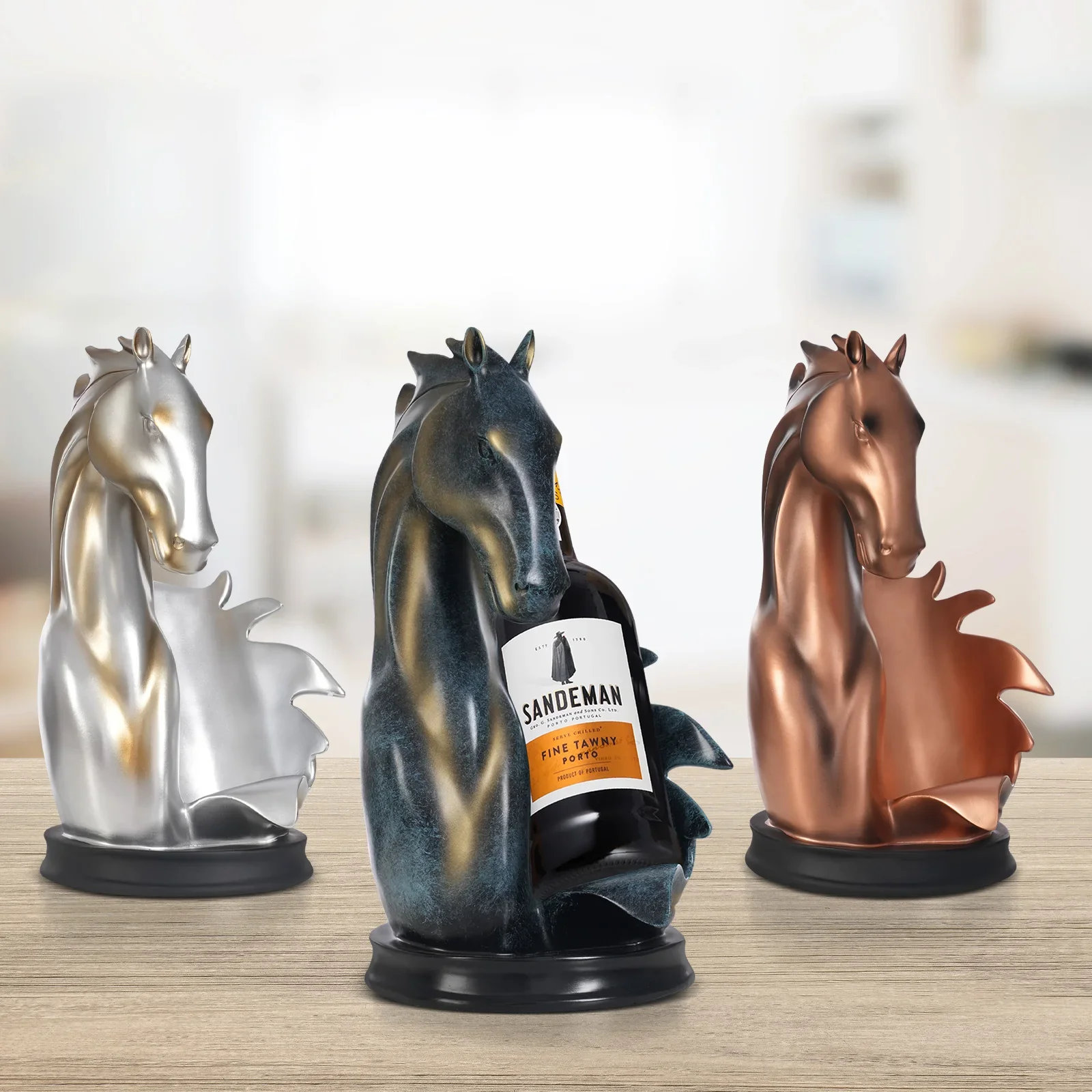 Pferdeskulptur Weinflaschenhalter – Eleganter Flaschenständer | Multifunktionaler Weinregal & Wohn-Deko Halter – Bild 3