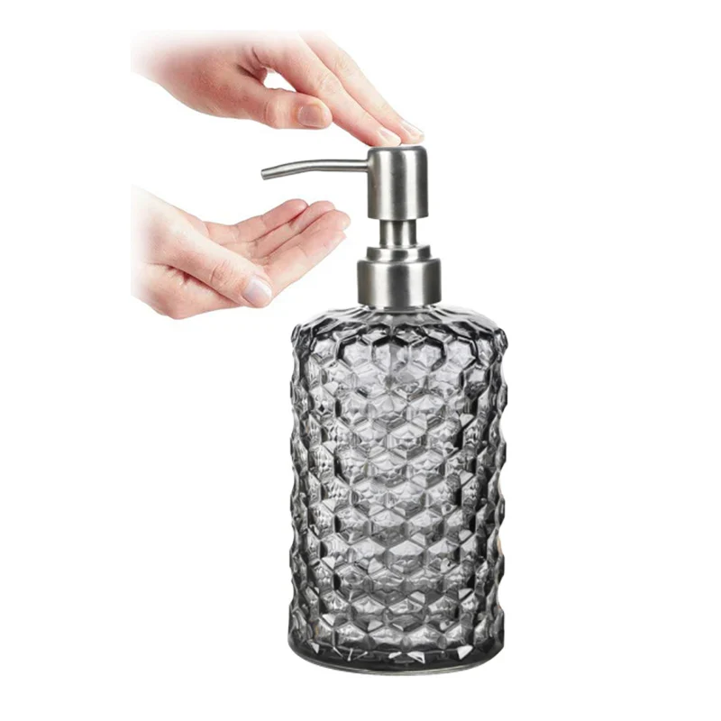 Transparenter Flüssigseifenspender – Verdickte Glasflasche mit Edelstahlpumpe, 500ml Badezimmer-Seifenspender – Bild 5