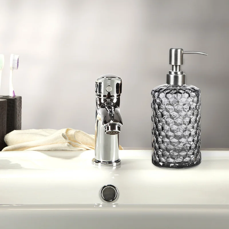 Transparenter Flüssigseifenspender – Verdickte Glasflasche mit Edelstahlpumpe, 500ml Badezimmer-Seifenspender – Bild 6