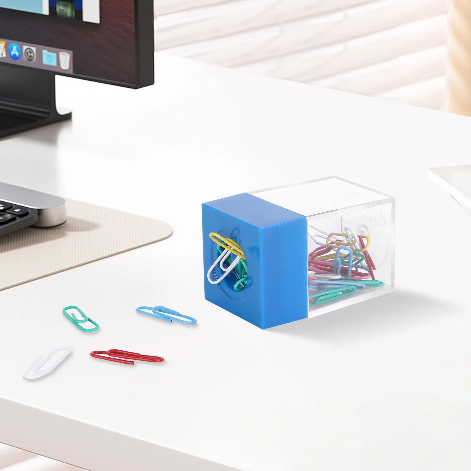 Magnetischer Büroklammernspender inkl. 30 Klammern – Schreibtisch Organizer für Zuhause, Schule & Büro | Metall-Pin Halter Box – Bild 3