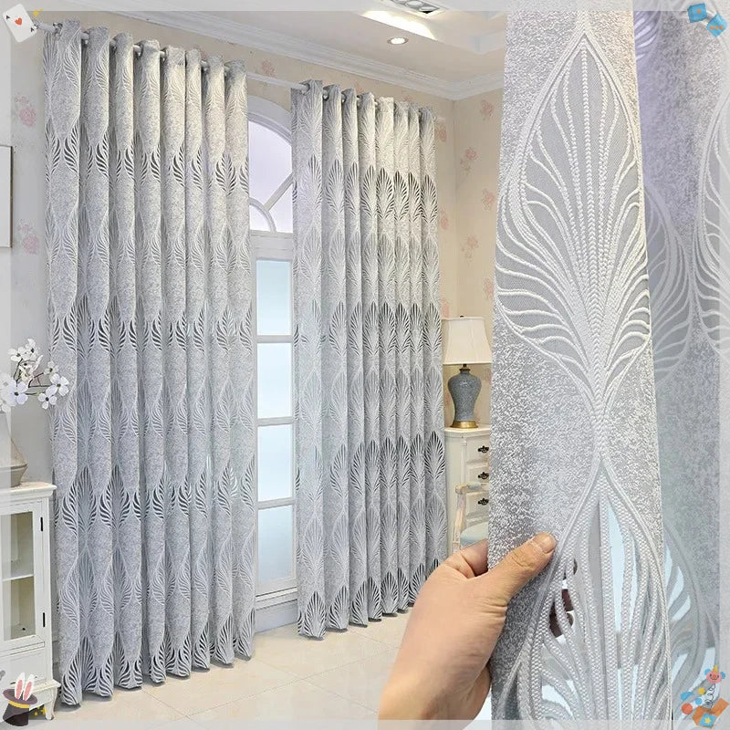 Nordic Weißer Transparenter Vorhang mit Hohlen Blättern für Schlafzimmer Wohnzimmer