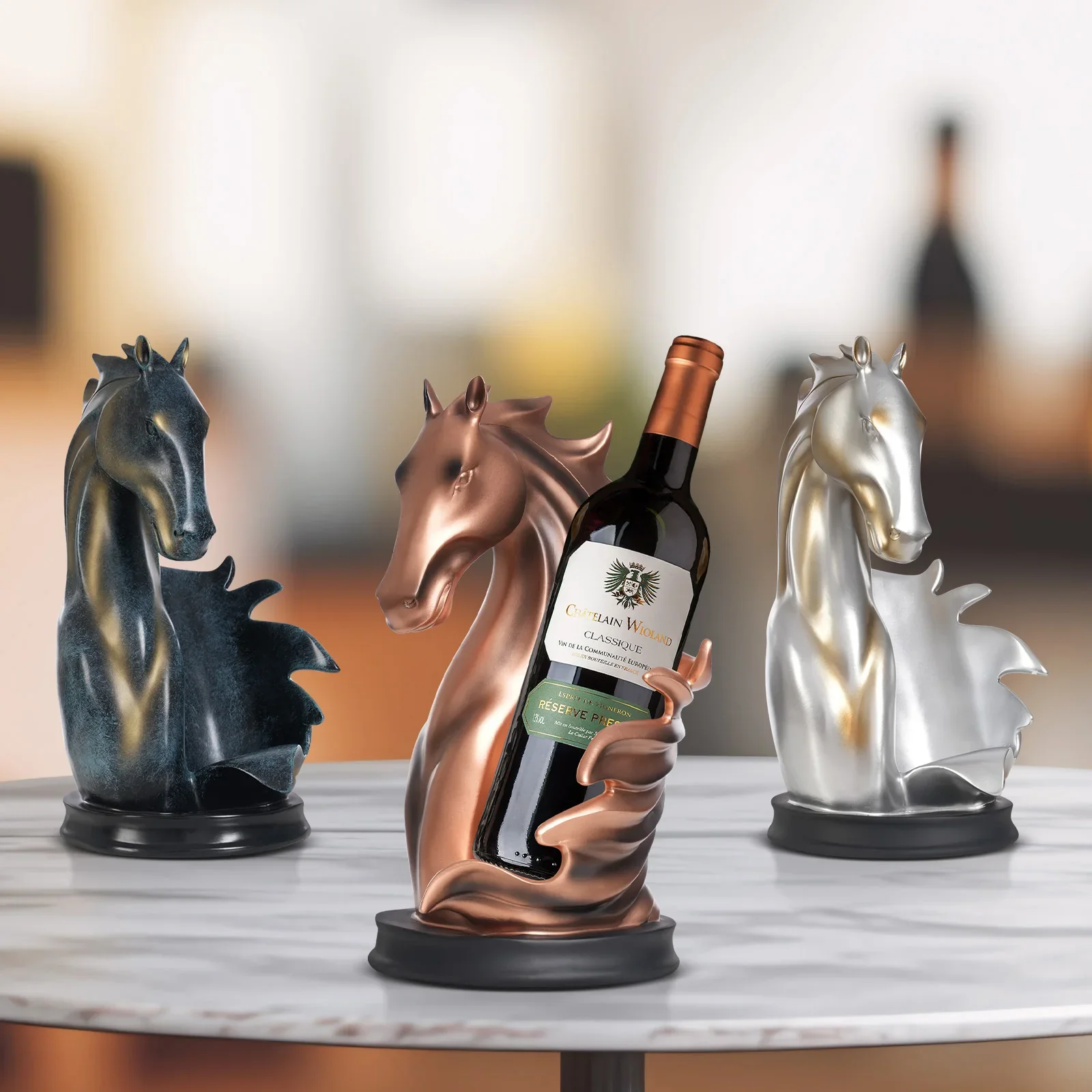 Pferdeskulptur Weinflaschenhalter – Eleganter Flaschenständer | Multifunktionaler Weinregal & Wohn-Deko Halter – Bild 7