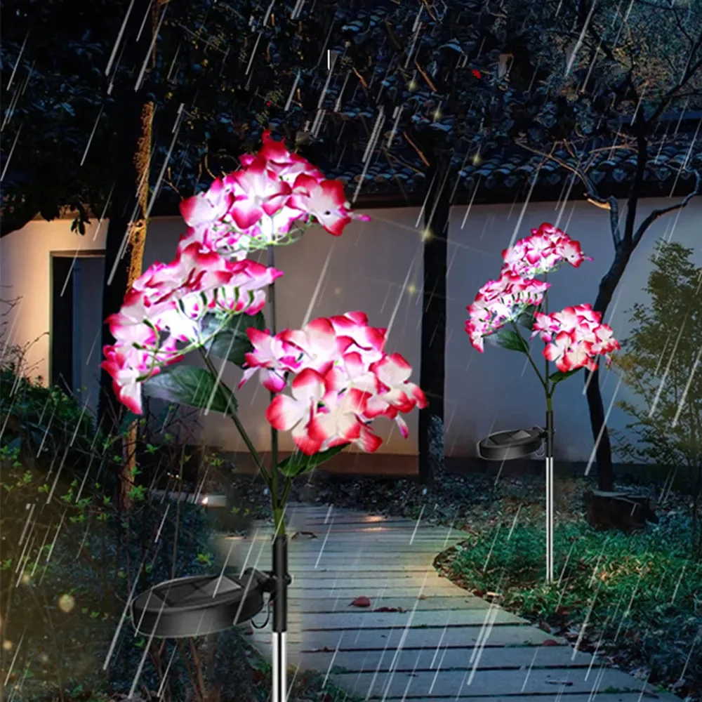 Solar Hydrangea Gartenlichter – LED Blumenleuchten mit Erdspieß für Außenbereiche & Frühlingsdeko – Bild 7