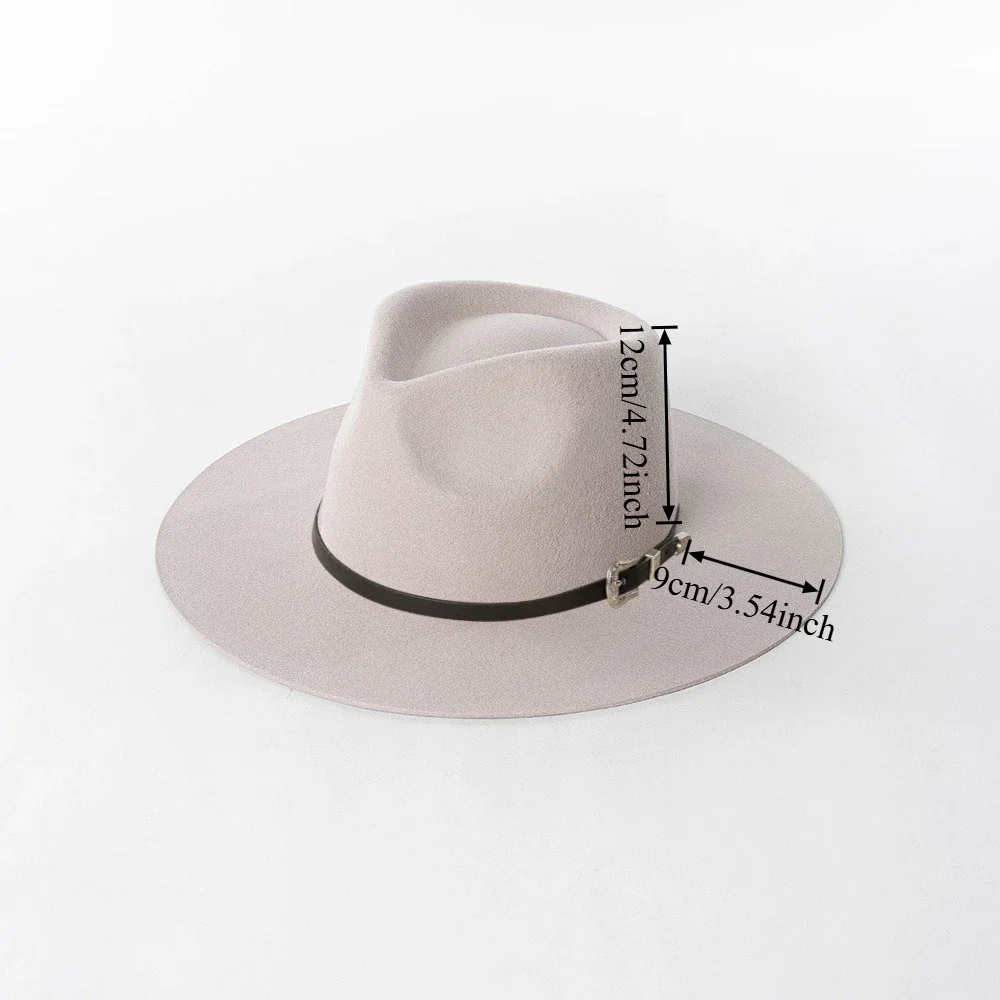 Herbst & Winter Unisex Woll-Fedora Hut – Vintage Jazzhut mit Krone & Schwarzem Lederband, Stylischer Hut mit Breiter Krempe – Bild 6