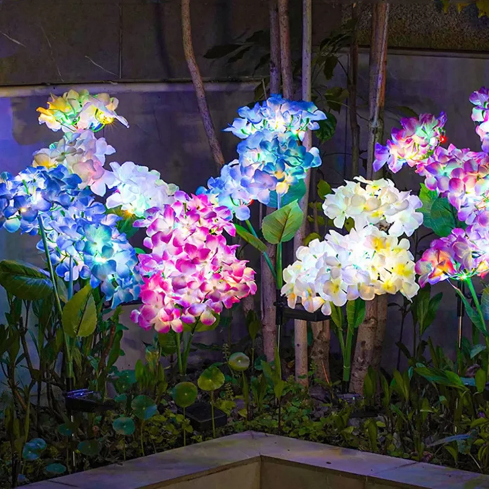 Solar Hydrangea Gartenlichter – LED Blumenleuchten mit Erdspieß für Außenbereiche & Frühlingsdeko – Bild 4