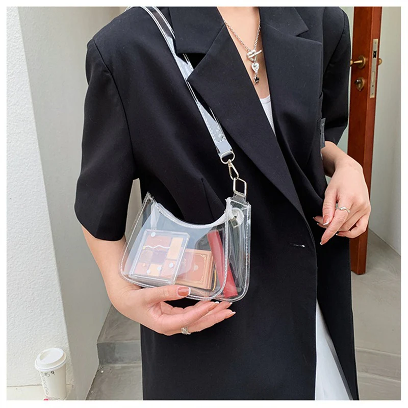 Transparente Jelly Umhängetasche – Kleine Zipper Tasche & Modische Handtasche für Damen – Bild 3