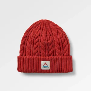 Fireside Zopfmuster-Beanie - Roter Ocker