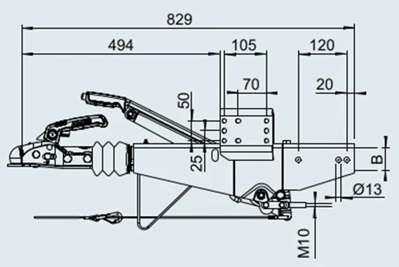 AL- KO Auflaufeinrichtung für Anhänger - 161S - maximale Anhängelast:1600kg - Vierkantrohr anschluss: 70 mm - inkl. Stützrad-Konsole – Bild 7