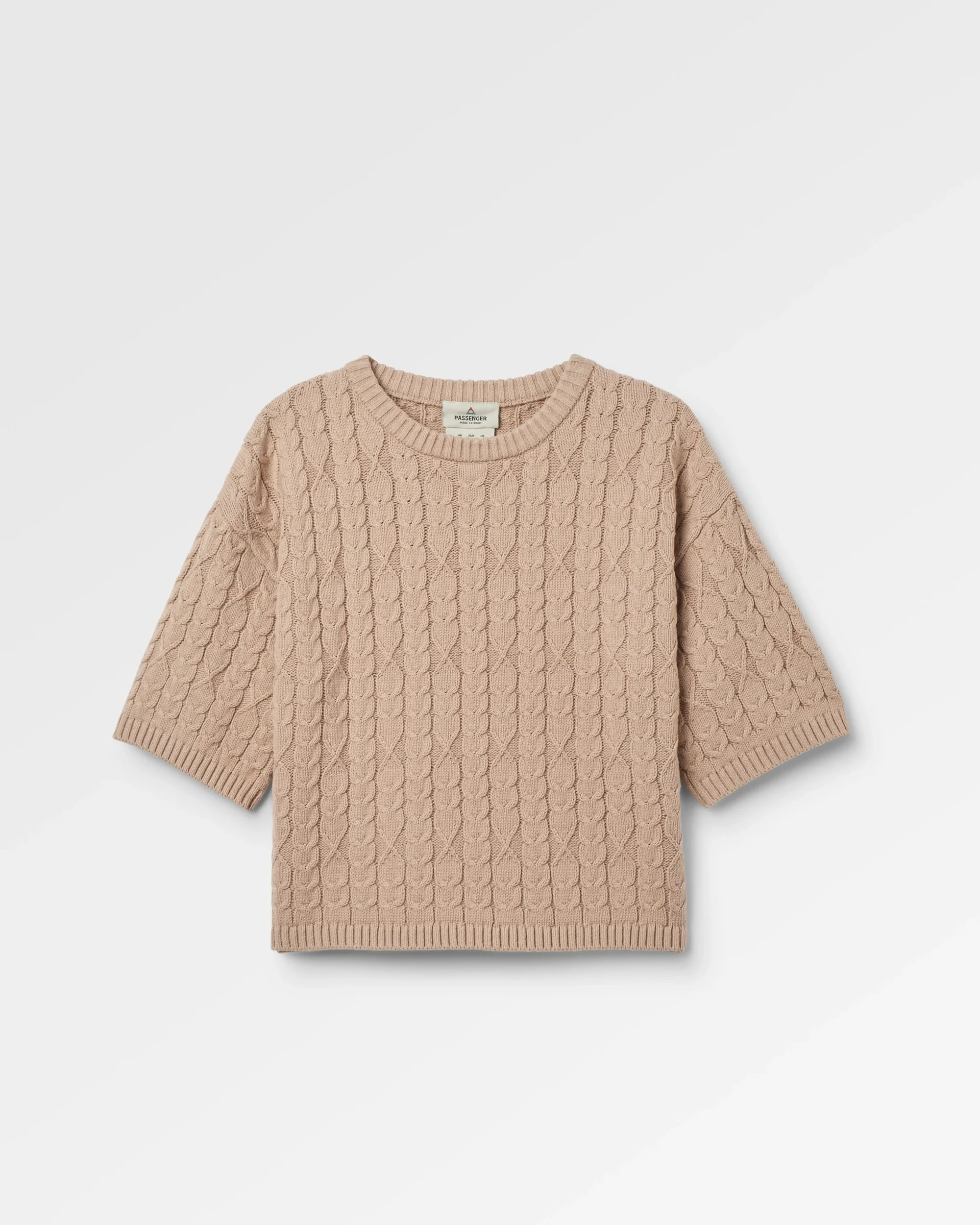 Homely Kurzarm-Strickpullover - Einfach Taupe – Bild 3