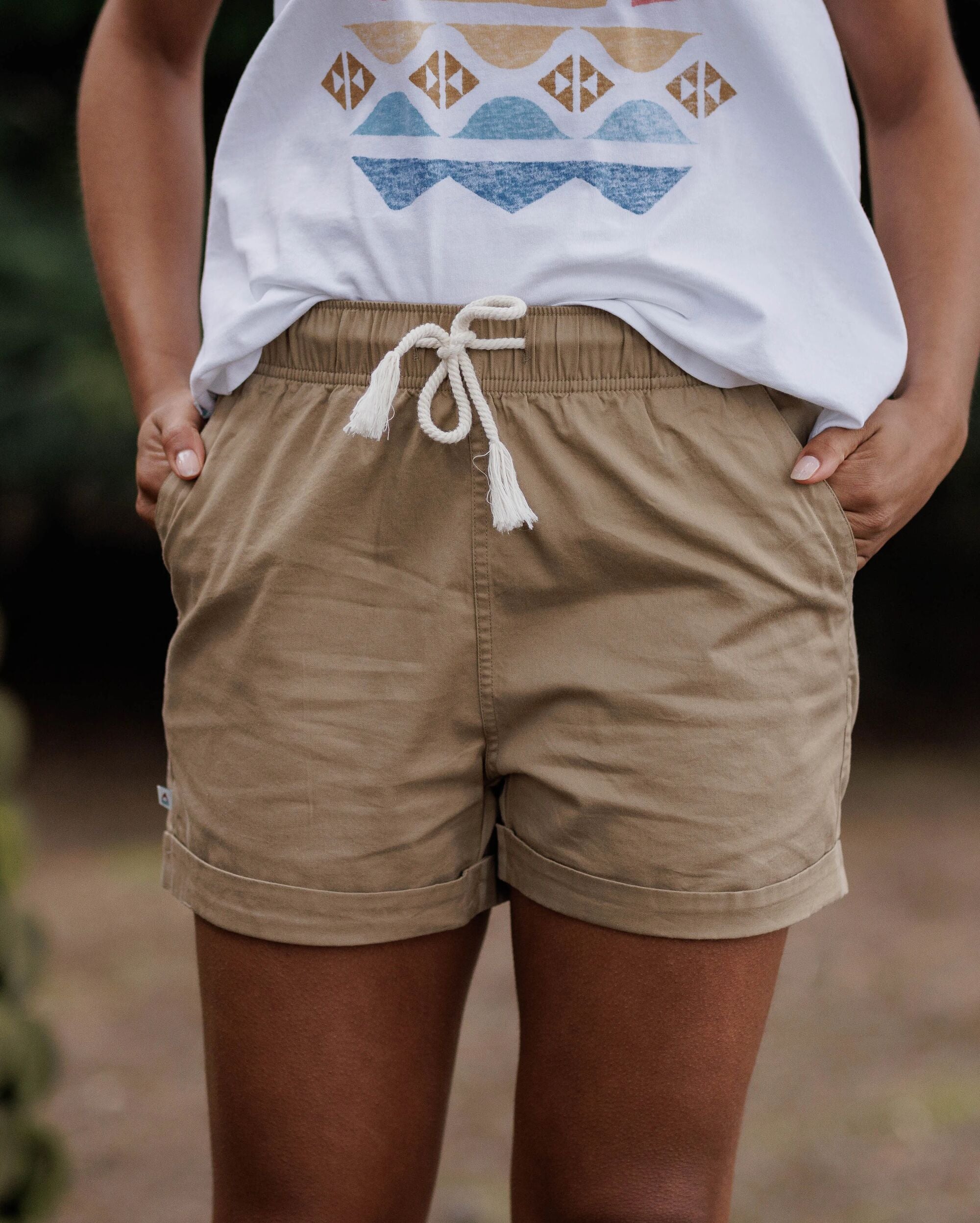Santosa Twill-Shorts - Biskuit