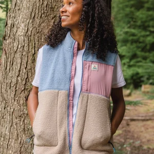 Fairbanks Sherpa Weste mit Reißverschluss - Verblasstes Denim/Einfaches Taupe