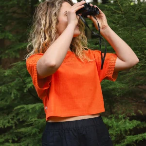 Flurry gewebtes Top - Orange Glut