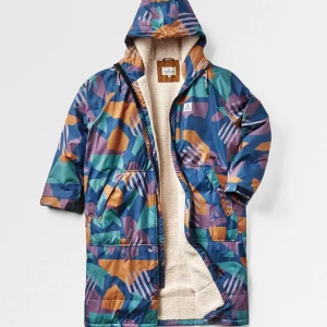 Waves Surf-Poncho mit Sherpa-Futter – Deep Blue Camo Muster